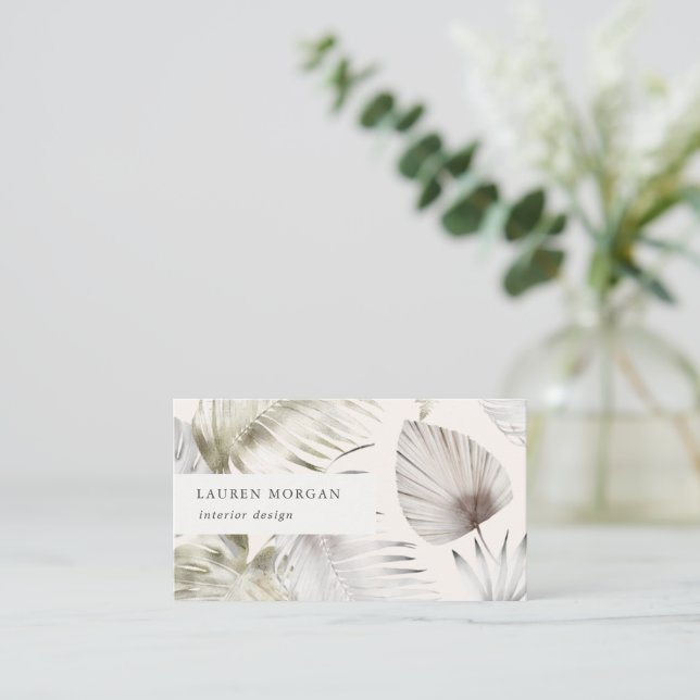 Carte de visite d'aquarelle florale tropicale doré (Debout devant)