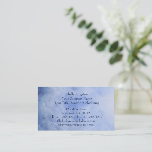 Carte de visite d'aquarelle Marbre blanc bleu (Debout devant)
