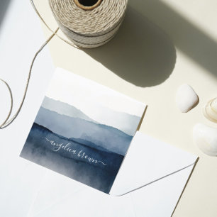 Carte de visite d'aquarelle marine minimaliste