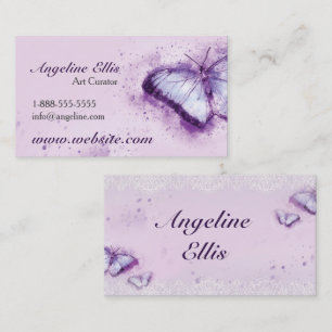 Carte de visite d'aquarelle papillon pourpre