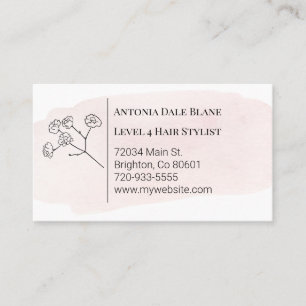 Carte de visite d'aquarelle rose clair