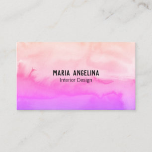 Carte de visite d'aquarelle rose et pêche abstrait