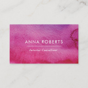 Carte de visite d'aquarelle rose minimal