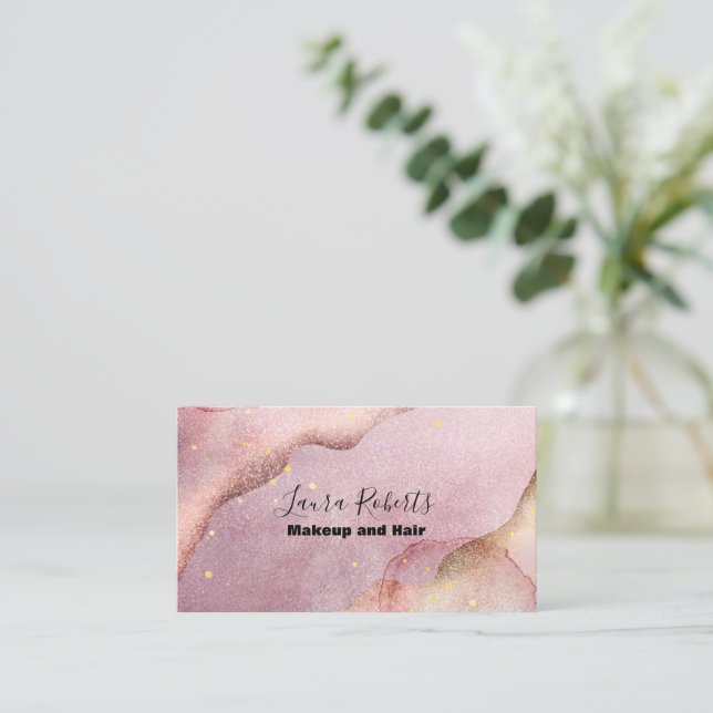 Carte de visite d'aquarelle rose moderne (Debout devant)