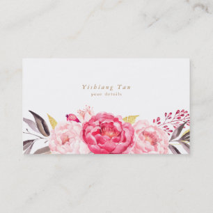 Carte de visite d'aquarelle rose Peonies