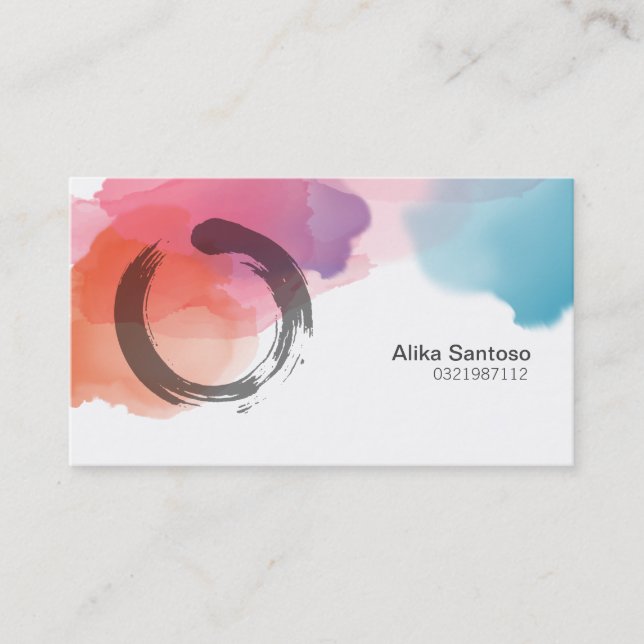 Carte de visite d'aquarelle Zen Enso (Devant)