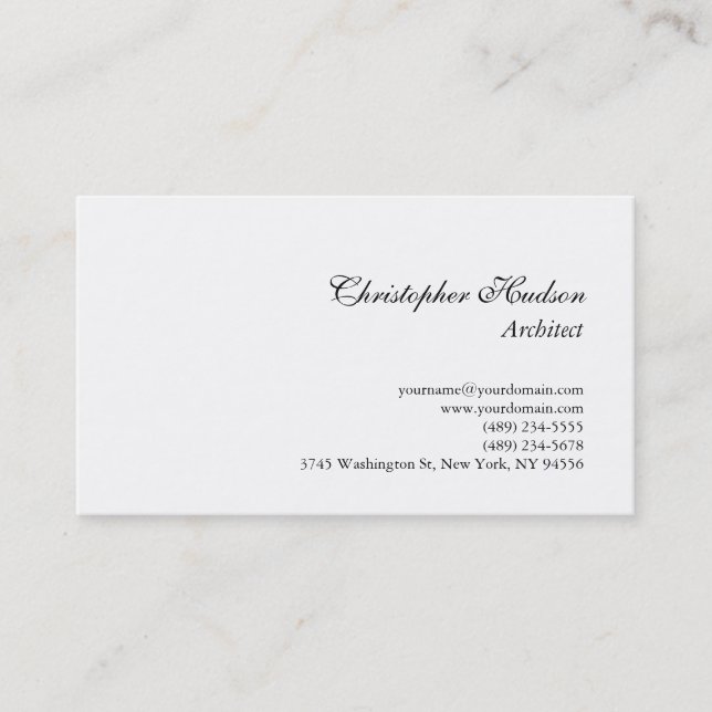 Carte de visite d'architecte simple en noir blanc (Devant)