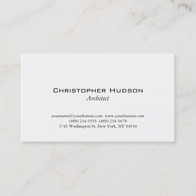 Carte de visite d'architecte simple en noir blanc (Devant)