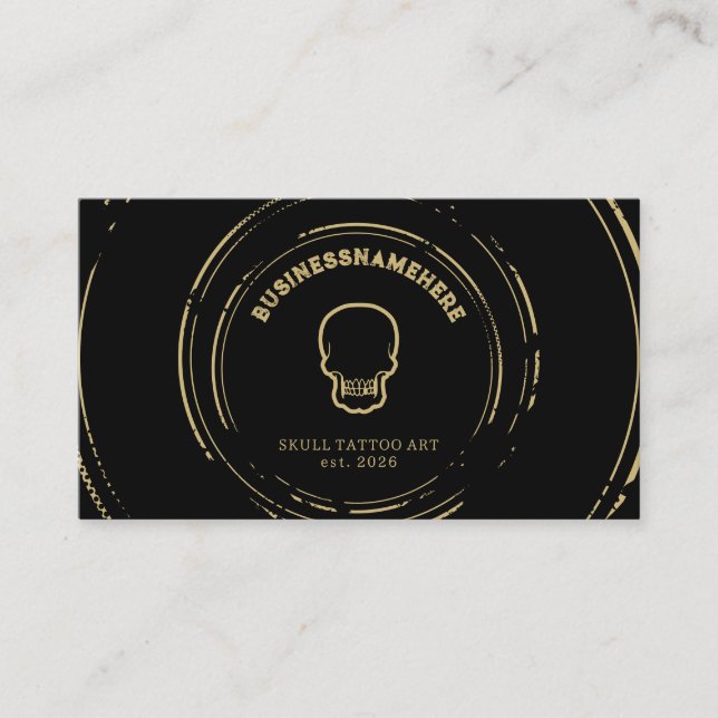 Carte De Visite Dark Black Skull Tattoo Piercing Studio QR Code (Devant)