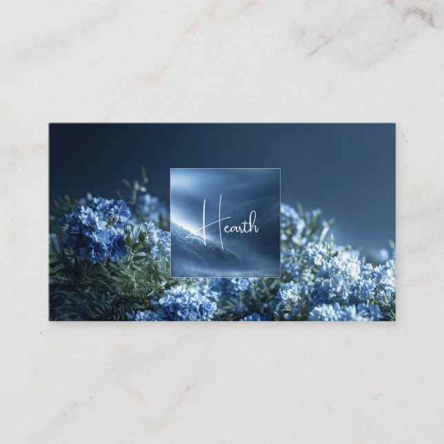 Carte De Visite Dark Blue Floral Misty Mountain Luminous Frame (Devant)