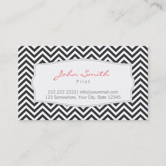 Carte De Visite Dark Chevron Stripes Pilote/Carte de visite Aviate (Devant)
