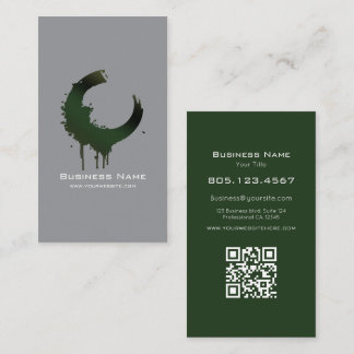 Carte De Visite Dark Green & Black Swirl Customizable Professional