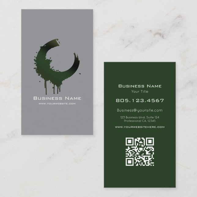 Carte De Visite Dark Green & Black Swirl Customizable Professional (Devant / Derrière)