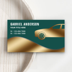 Carte De Visite Dark Green Gold Luxe Location de voiture Chauffeur