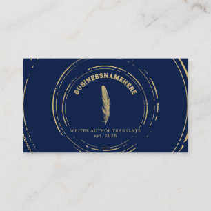 Carte De Visite Dark Navy Writer Mobile Notaire Gold QR Code