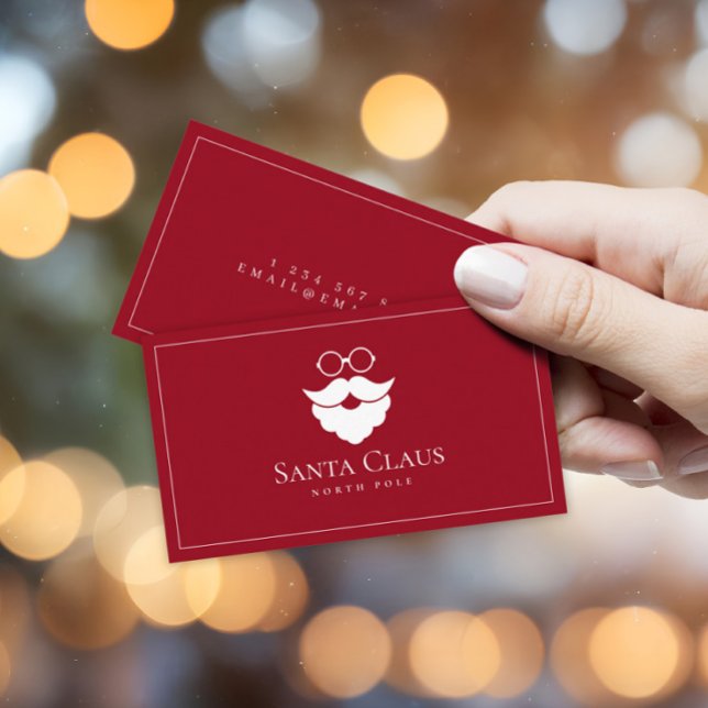 Carte De Visite Dark Red Santa Claus Logo North Pole Custom (Créateur téléchargé)