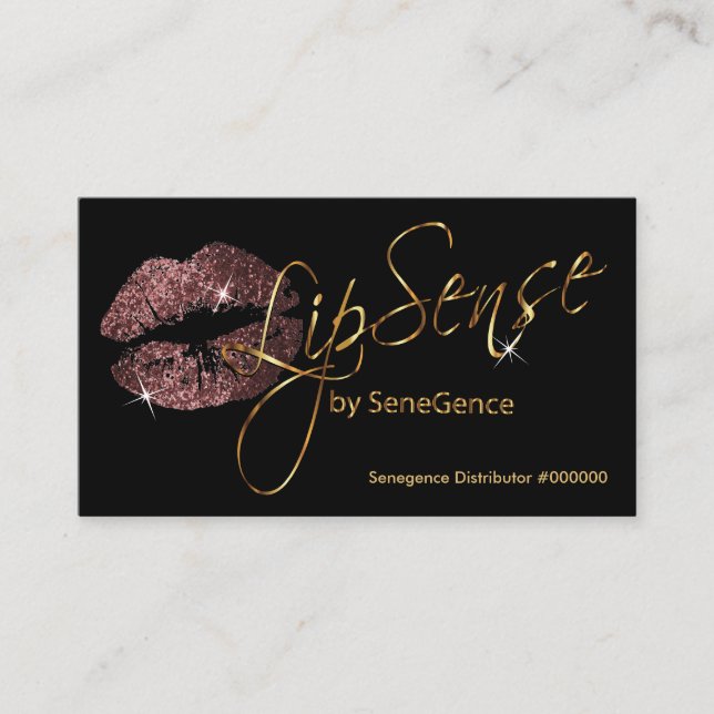 Carte De Visite Dark Rose Glitter et Gold Lips (Devant)