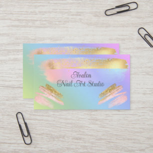 Carte de visite d'art à ongles de peinture or
