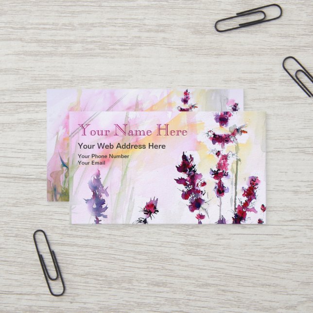 Carte de visite d'art de l'aquarelle végétale (Devant/Arrière en situation)