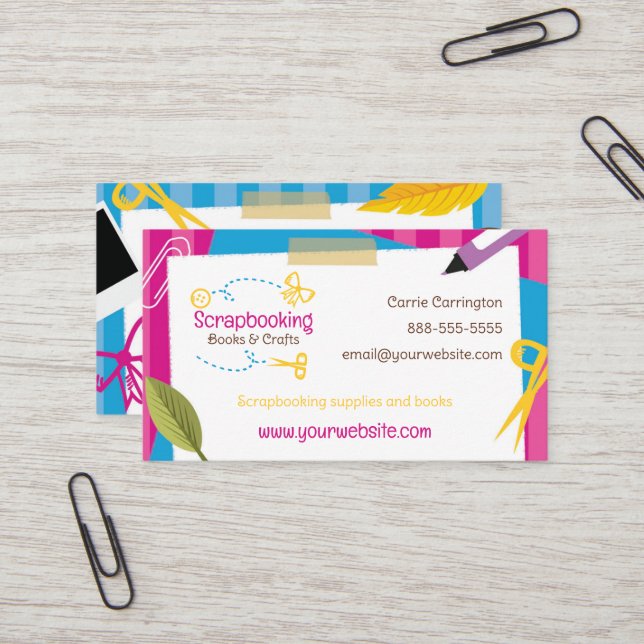 Carte de visite d'artisanat scrapbooking (Devant/Arrière en situation)