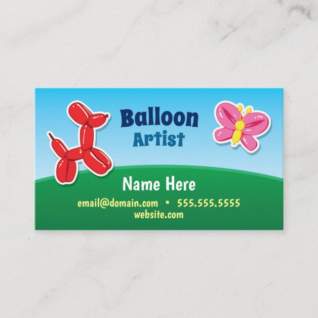 Carte de visite d'artiste de ballon (Devant)