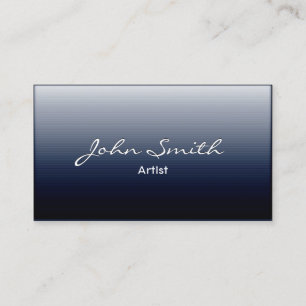 Carte de visite d'artiste en métal bleu foncé