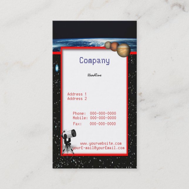Carte de visite d'astronomie (Devant)