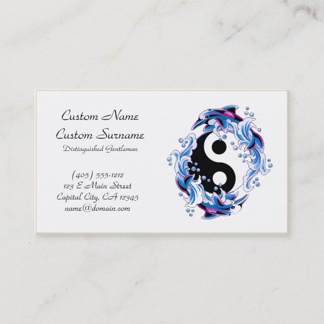 Carte De Visite Dauphins frais de Yin Yang de symbole de tatouage (Devant)