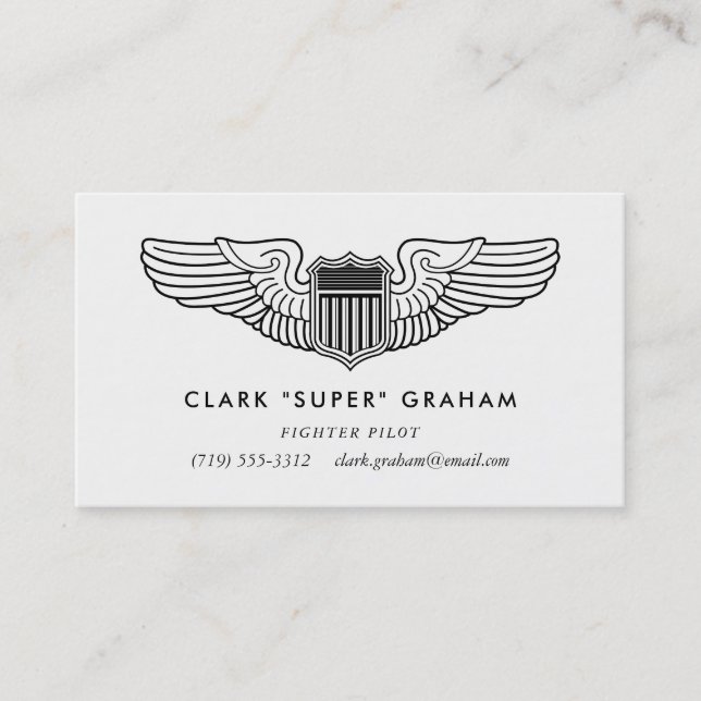 Carte de visite d'aviateur professionnel de Pilot  (Devant)