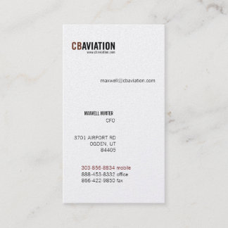 Carte de visite d'aviation de CB