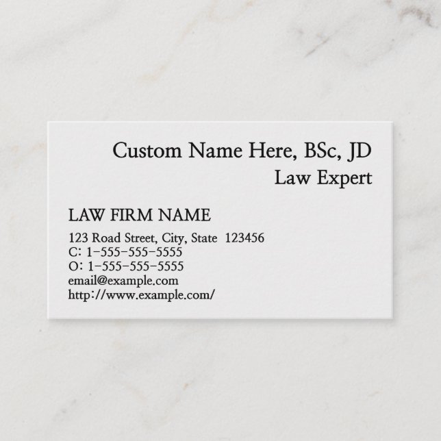 Carte de visite d'avocat neutre et simple (Devant)