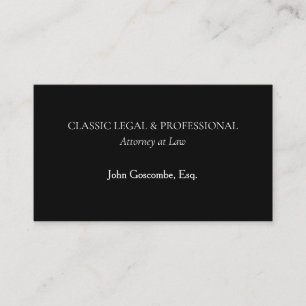 Carte de visite d'avocat noir classique Ultra-Cl