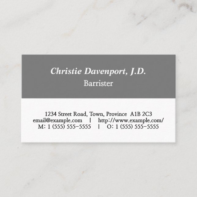 Carte de visite d'avocat professionnel, simple (Devant)