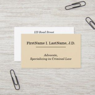 Carte de visite d'avocat simple et de base