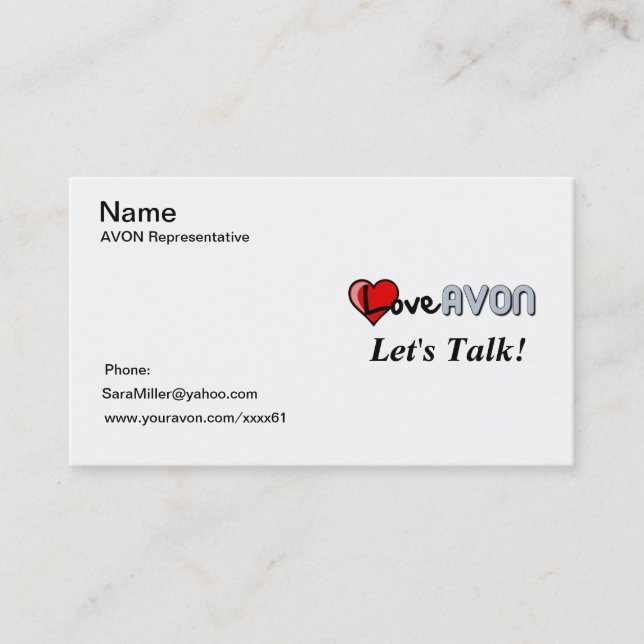 Carte de visite d'AVON (Devant)