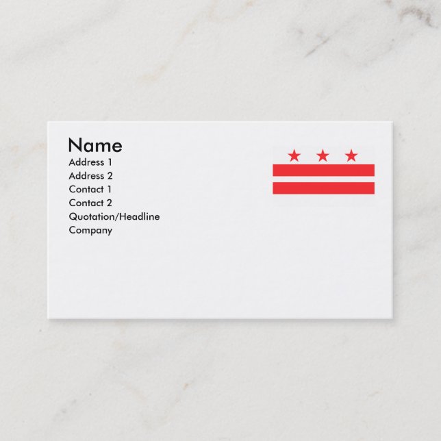 CARTE DE VISITE DC DE WASHINGTON (Devant)