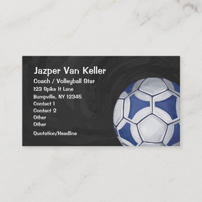 Carte de visite de balle de football bleu et blanc (Devant)