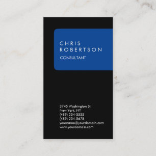 Carte de visite de bande bleu noir vertical unique
