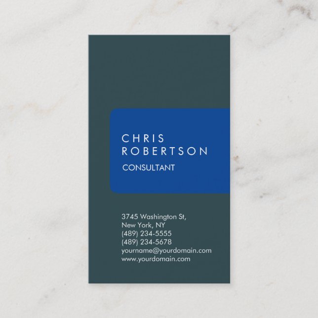 Carte de visite de bande bleue Indigo unique verti (Devant)