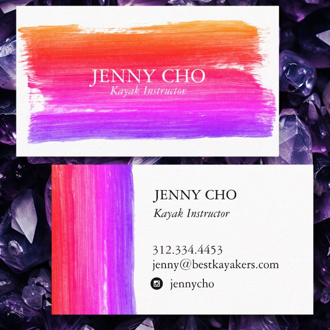 Carte de visite de bande de peinture rose jaune Pa (Pink Yellow Brights paint stripe business card
)