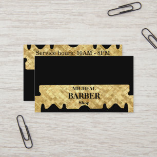 Carte de visite de barbier à lame or Razor simple