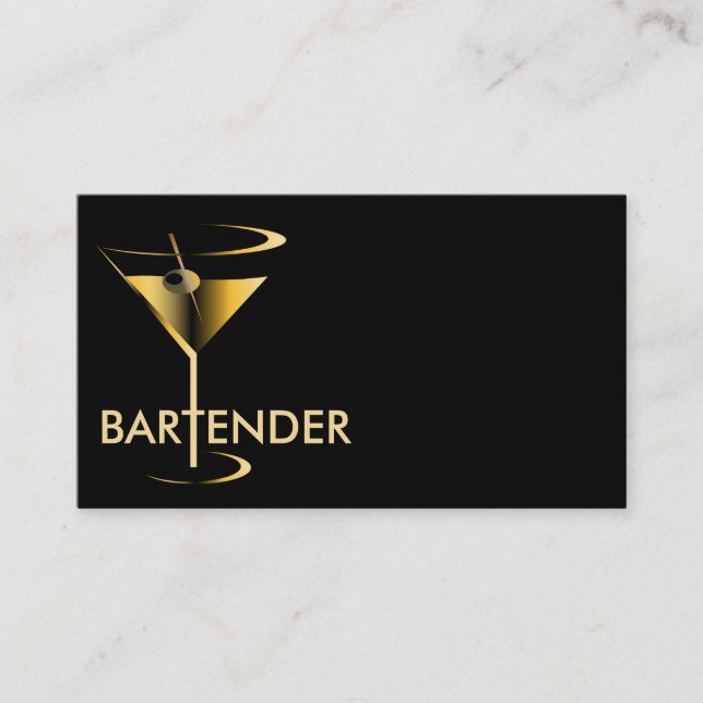 Carte de visite de barman de cocktail de Martini (Devant)