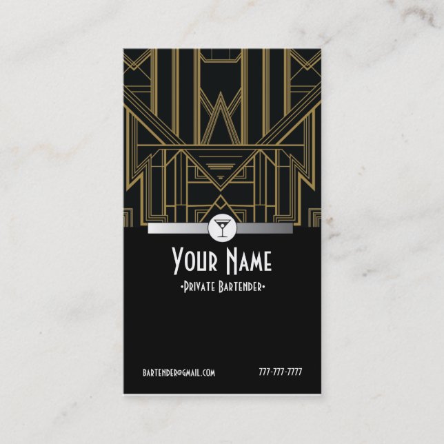 carte de visite de barman de Gatsby des années (Devant)