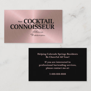 Carte de visite de barman d'événement en or rose b