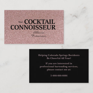 Carte de visite de barman Rose Gold Pailletée pour