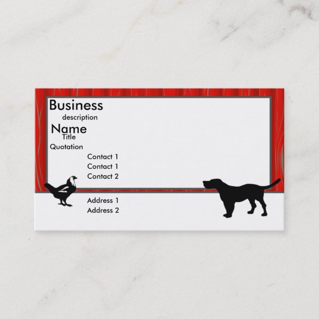 Carte de visite de Barn Animals (Devant)