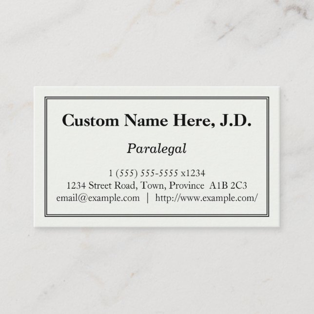 Carte de visite de base de paralégal (Devant)