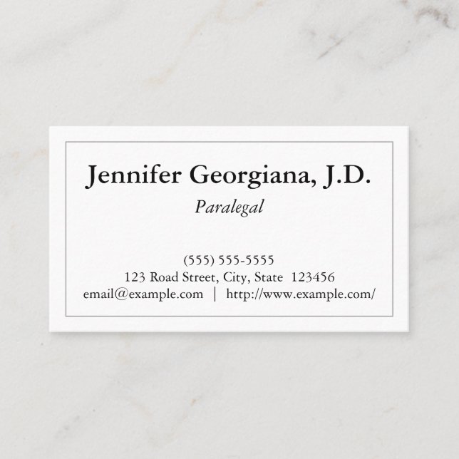 Carte de visite de base de paralégal (Devant)