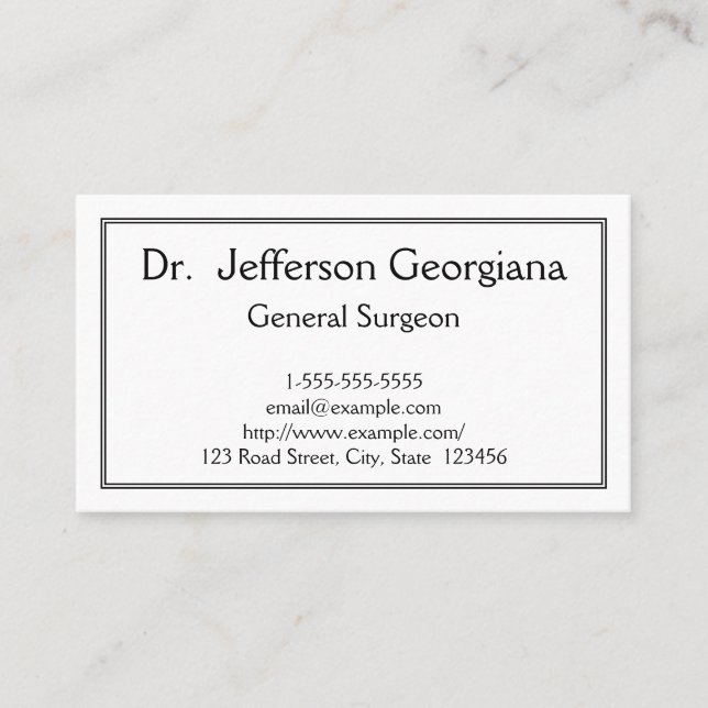 Carte de visite de base du Général Surgeon (Devant)