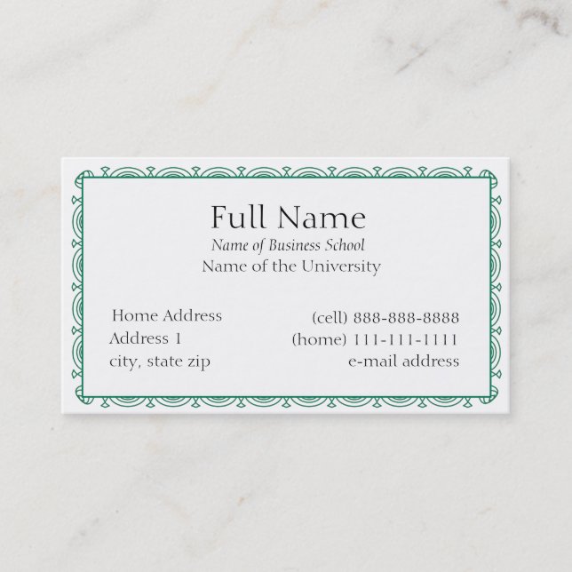 Carte de visite de base pour Students or Company (Devant)